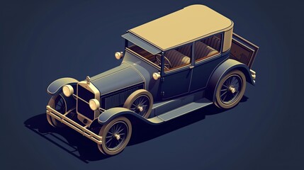 Isometric illustration of a car from 1920s, 8k, hyper realistic, photography, generative ai