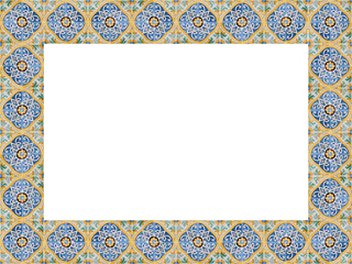 Frame concept of typical floral and geometric Turkish decorations with colored ceramic tiles - 2:3...