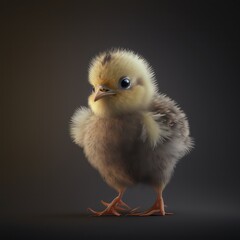 Cute yellow chick portrait. Generative AI.