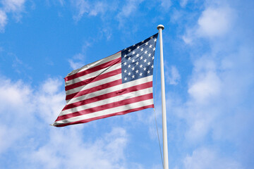 United States waving flag, flag in a pole, memorial day, freedom of speech, horizontal flag, rectangular, national, raise a flag, emblem, 