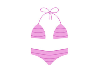 Women's  pink swimwear isolated on white background. Swimsuit or bikini top and bottom. Vector illustration.