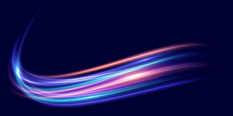 Obraz premium Modern abstract high-speed movement effect. Dynamic curve light trails. Velocity pattern for banner or poster design background. Vector eps10.