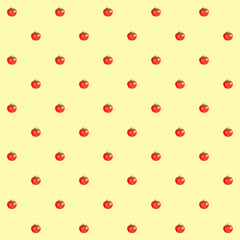 Tomato ripe red seamless pattern vector isolated on yellow background