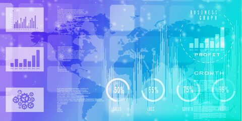 2d rendering Stock market online business concept. business Graph 