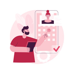 Arrange appointment abstract concept vector illustration. Arrange visit, book appointment, initiate interview, apply for job, send request, website menu bar, user experience abstract metaphor.