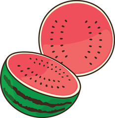 Simple hand drawn cut watermelon illustration