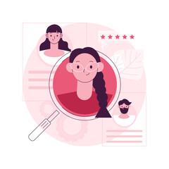 Candidates abstract concept vector illustration. Candidate list, talent acquisition, human resources, find employee, job applicant, user interface design, menu element, website abstract metaphor.