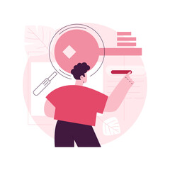 Keyword research abstract concept vector illustration. Keyword research service, website ranking, optimization solution, successful web campaign, professional SEO, menu element abstract metaphor.