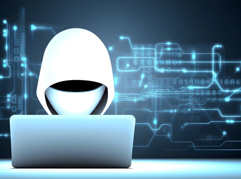 Anonymous cute hacker. Concept of hacking cybersecurity, cybercrime, cyberattack, etc.