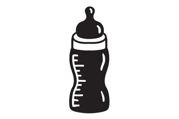 BabBaby feeding bottle, Baby Bottle, Baby Milk Bottle, Milk Bottle, Contour baby bottle with flying milk dropsy feeding bottle SVG