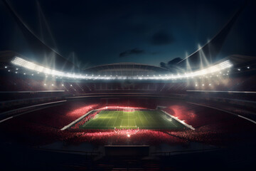 a stunning 3D rendering of a stadium at night, illuminated by a spectacular display of lights.
