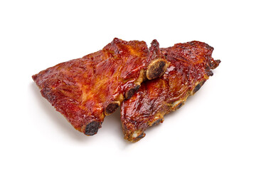 Delicious Grilled Ribs, isolated on a white background. Close-up.