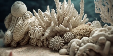 A group of white corals on sandy Underwater