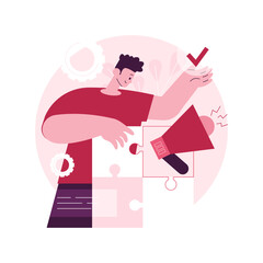 Brand building abstract concept vector illustration. Building brand awareness, marketing strategy, branding management, corporate ID, communication strategy, commercial story abstract metaphor.