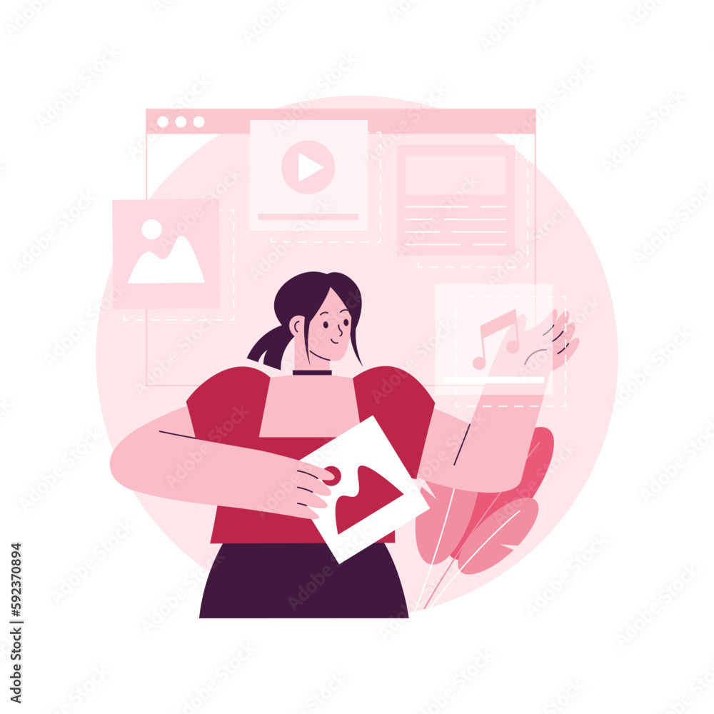 Poster cms development abstract concept vector illustration. cms, program development service, online conte