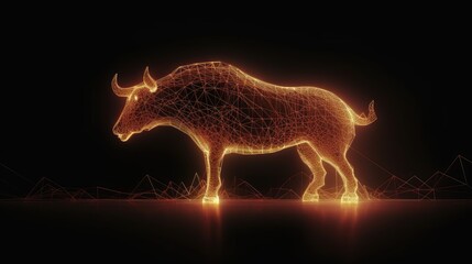 Bull digital art for stock market