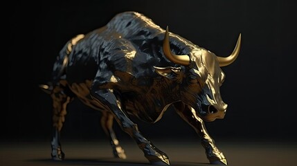 Bull digital art for stock market