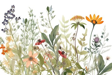Vintage herbal and flower illustration. generative ai