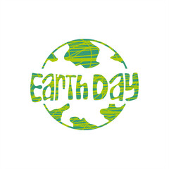earth day themed colorful illustration with doodle typography