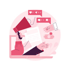 Paid media abstract concept vector illustration. Paid social media post, online publication, article, copywriting service, corporate communication, website element, menu bar abstract metaphor.