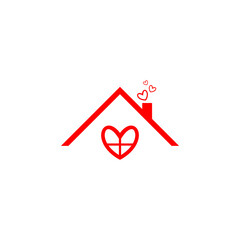 House with hearts icon isolated on transparent background