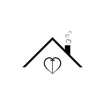House with hearts icon isolated on transparent background