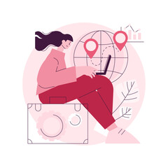 Expat work abstract concept vector illustration. Expat job listing, effective migrant workers, expatriate program, outside country employment, international work opportunity abstract metaphor.