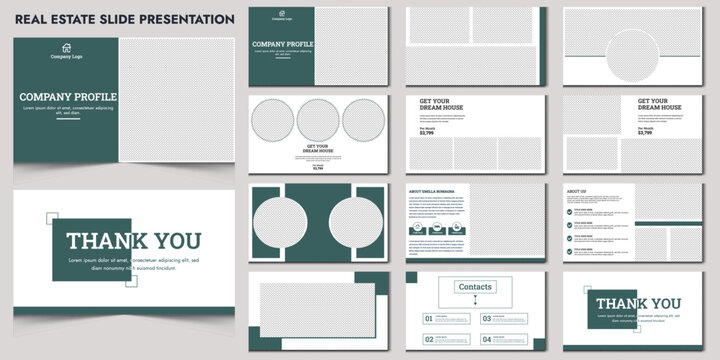 Free Vector real estate presentation slides editable layout use for infographic and corporate slide business PowerPoint presentation 