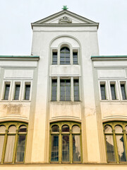 Obraz premium Low angle view of Hanseatic building in Wismar