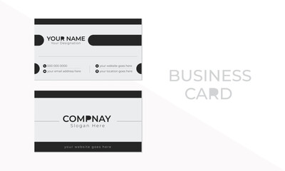 Clean black and with business card flat design template vector.