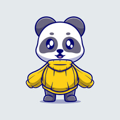 cute panda holding a sweeter cartoon vector icon illustration. animal nature icon concept isolated premium vector. flat design 