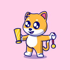 cute corgi dog cartoon vector icon illustration. animal nature icon concept isolated premium vector. flat design 