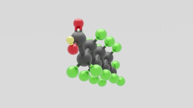 Perfluorooctanoic acid PFOA - C8HF15O2 - 3D Conformer - Carbon, Fluorine, Oxygen, Hydrogen
