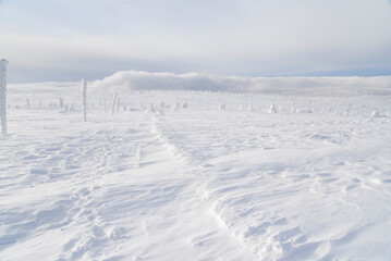 Fototapeta na wymiar .Karkonosze mountains in winter in Poland. Winter mountain landscape.