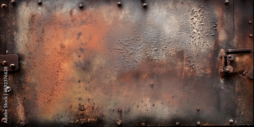 Aufkleber a rustic background and metallic metal tablet surface were generated - generative ai.