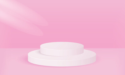 Realistic 3d display product minimal scene with geometric podium platform. stand to show cosmetic products. Stage showcase on pedestal display blue studio