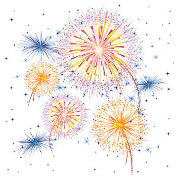 fireworks isolated on transparent or white background, png, mockup