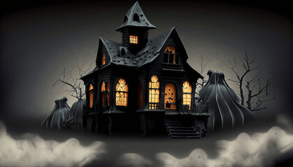 Fototapeta na wymiar Halloween background with house