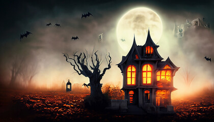 Fototapeta na wymiar Halloween background with house