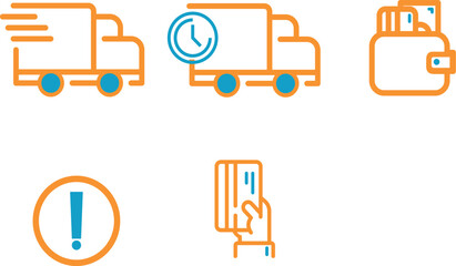 Delivery business icon set for the web 