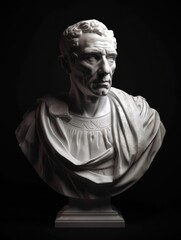 An ancient Bust made from white marble created with Generative AI
