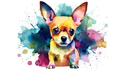 Beautiful Chihuahua Watercolor Clipart, Whimsical Watercolor Chihuahua: A Playful Addition to Your Design, Generative AI