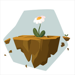 World Day to Combat Desertification and Drought, vector illustration. A flower growing in a crack in the ground. Life of nature despite drought and desertification.