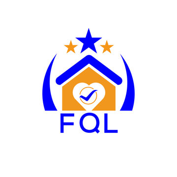 FQL House logo Letter logo and icon. Blue vector image on white background. KJG house Monogram home logo picture design and best business icon. 
