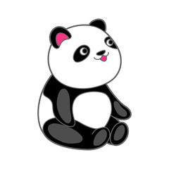 Kawaii cute illustration of little panda. Funny animal character in cartoon style.