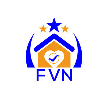 FVN House logo Letter logo and icon. Blue vector image on white background. KJG house Monogram home logo picture design and best business icon. 
