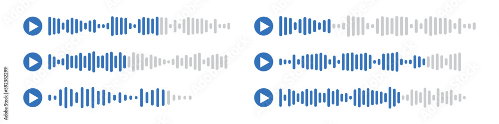 Poster sound waves message set. voice audio messages collection. spectrum noise graphic. vector isolated il