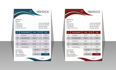 Creative and Unique abstract style business invoice template. Quotation Invoice Layout Template