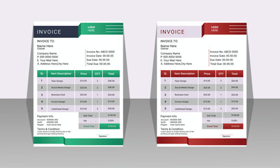 Creative and Unique abstract style business invoice template. Quotation Invoice Layout Template