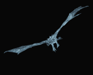 dragon is flying and turnning on white background